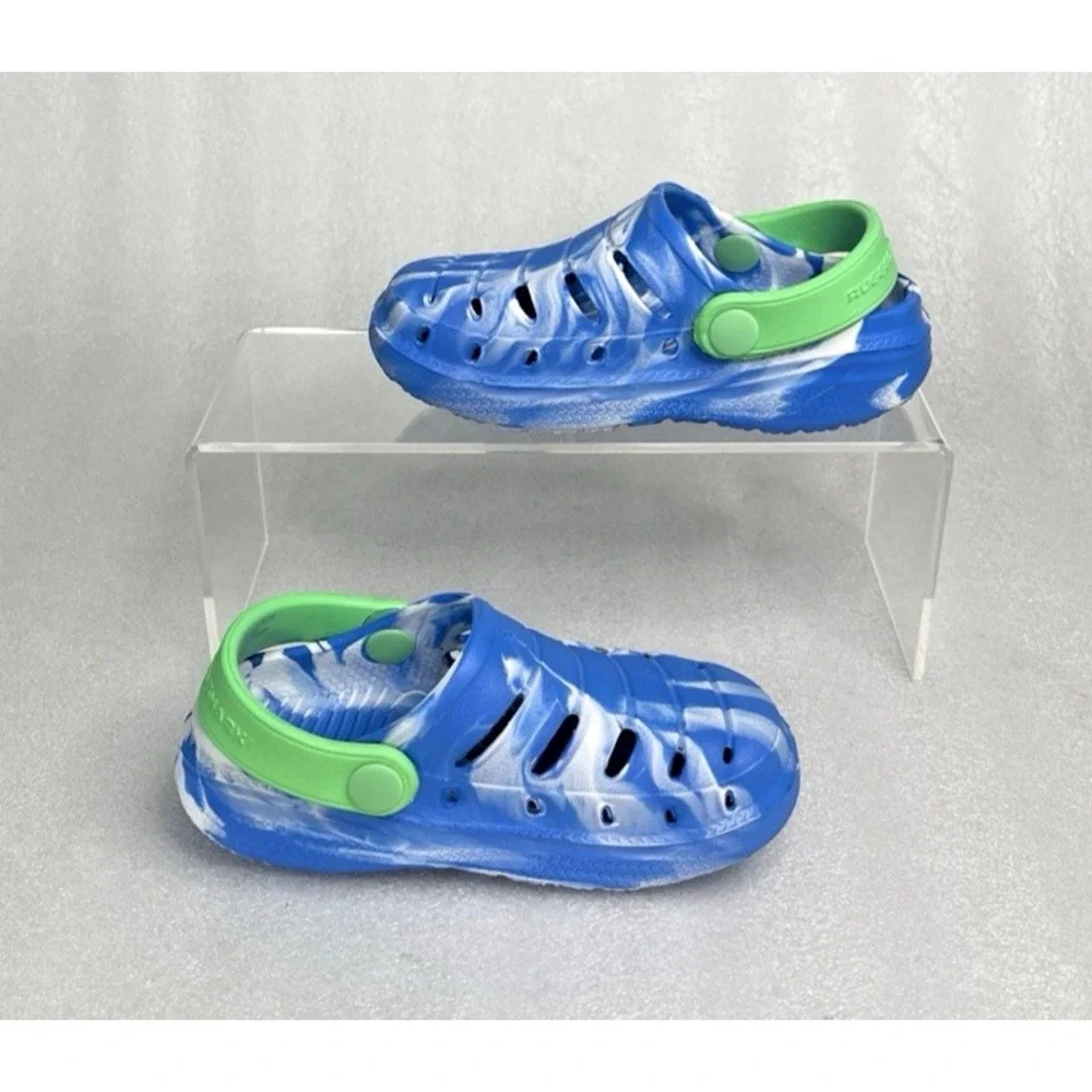 Rugged Shark Eva Clogs Lightweight Slip on Blue Green Toddler Boys Size 8 NEW